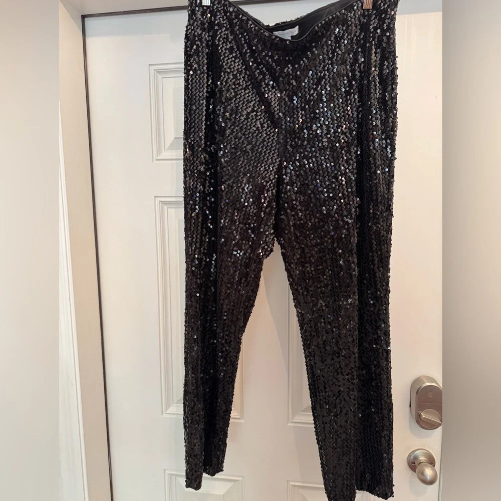Charter Club Black Sequin Women's Pants, elastic waist, size XL - Picture 1 of 5